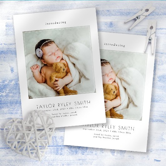 ミニマルモダンリストフォトベビー誕生 案内状