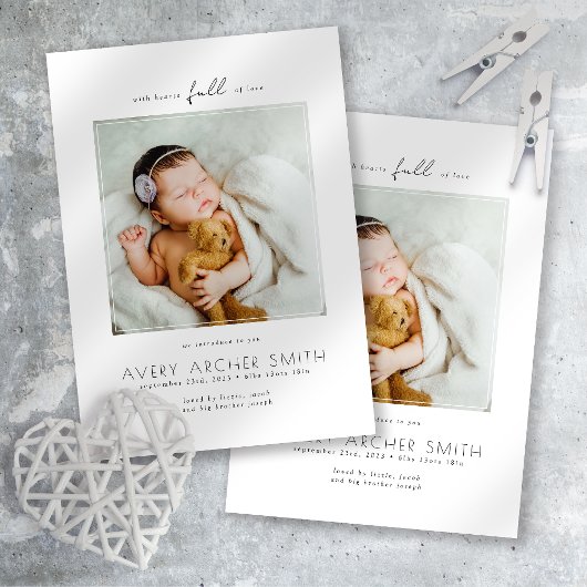 ミニマルモダンリストフォトベビー誕生 案内状