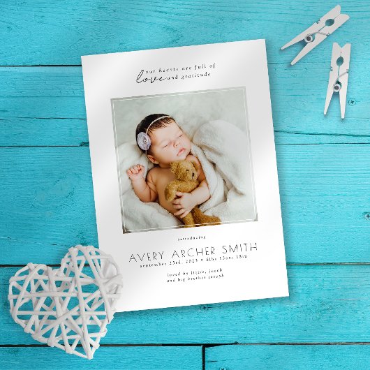 ミニマルモダンリストフォトベビー誕生 案内状