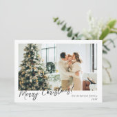 ミニマルモダンリストフォトホリデークリーンクリスマス シーズンカード (スタンド正面)