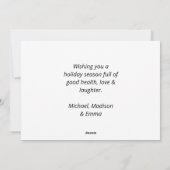 ミニマルモダンリストフォトホリデークリーンクリスマス シーズンカード (裏面)