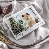 ミニマルモダンリストフォトホリデークリーンクリスマス シーズンカード