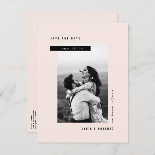 ミニマルモダンリストフォトポストカードの保存 案内ポストカード (正面/裏面)