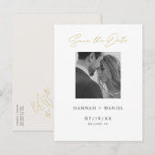 ミニマルモダンリストフォト日付の保存 インビテーションポストカード (正面/裏面)