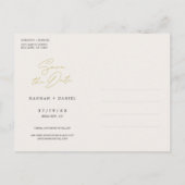 ミニマルモダンリストフォト日付の保存 インビテーションポストカード (裏面)