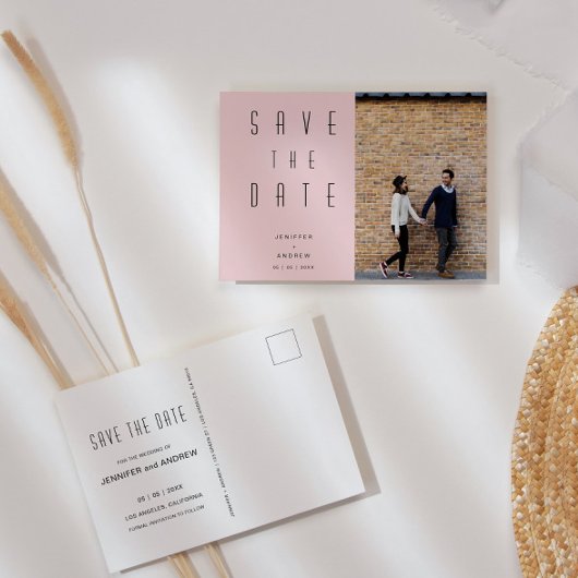 ミニマルモダンリストフォト日付の保存 ポストカード