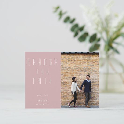 ミニマルモダンリストフォト日付の変更 ポストカード (スタンド正面)