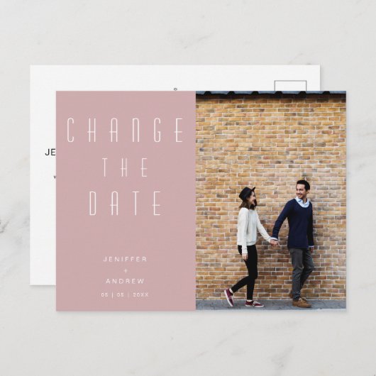 ミニマルモダンリストフォト日付の変更 ポストカード (正面/裏面)