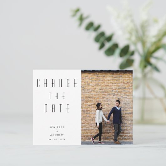 ミニマルモダンリストフォト日付の変更 ポストカード (スタンド正面)