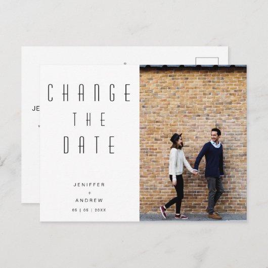 ミニマルモダンリストフォト日付の変更 ポストカード (正面/裏面)