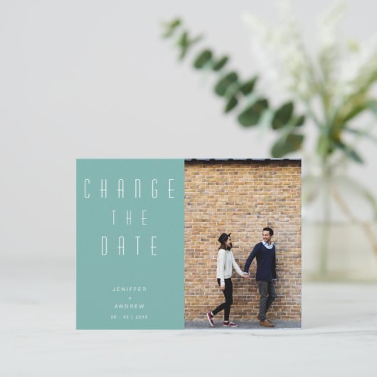 ミニマルモダンリストフォト日付の変更 ポストカード (スタンド正面)