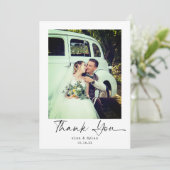 ミニマルモダンリストフォト結婚の感謝 サンキューカード (スタンド正面)