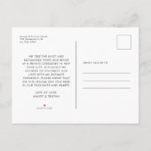 ミニマルモダンリストフォト結婚の落ち込み 案内ポストカード (裏面)