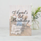 ミニマルモダンリストフォト誕生日招待状 招待状 (スタンド正面)