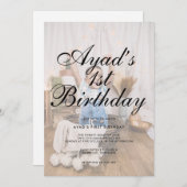 ミニマルモダンリストフォト誕生日招待状 招待状 (正面/裏面)