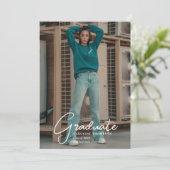 ミニマルモダンリストフォト&スクリプト卒業パーティー 招待状 (スタンド正面)