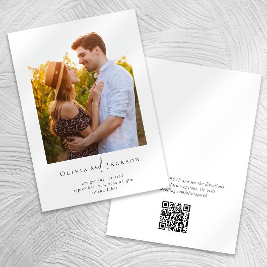 ミニマルモダンリストフォトQRコード結婚s 招待状