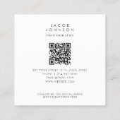 ミニマルモダンリストフルフォトQRコードソーシャルメディア スクエア名刺 (裏面)
