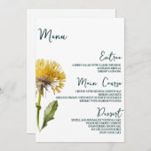 ミニマルモダンリストフローラのテー結婚ブルメニューカード メニュー (正面/裏面)