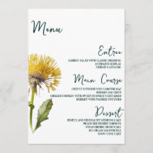 ミニマルモダンリストフローラのテー結婚ブルメニューカード