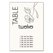 ミニマルモダンリストフローラミュートセージとバフ テーブルナンバー (裏面)