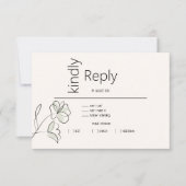 ミニマルモダンリストフローラミュートセージとバフ 出欠カード (正面)