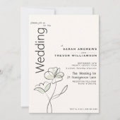 ミニマルモダンリストフローラミュートセージとバフ 招待状 (正面)