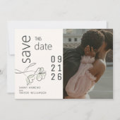 ミニマルモダンリストフローラミュートセージとバフ 招待状 (正面)