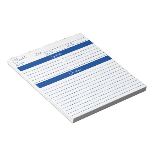 ミニマルモダンリストブエレガントルーレシピ ノートパッド (アングル)