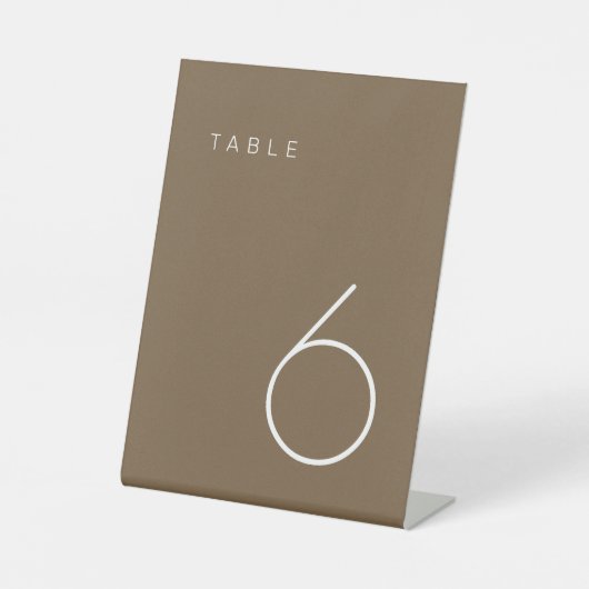 ミニマルモダンリストブラウンテーブル番号テーブルテントSi 台座サイン (正面)