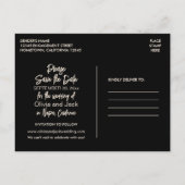 ミニマルモダンリストブラックとクリームの日付を保存 ポストカード (裏面)