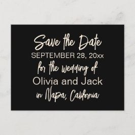 ミニマルモダンリストブラックとクリームの日付を保存 ポストカード