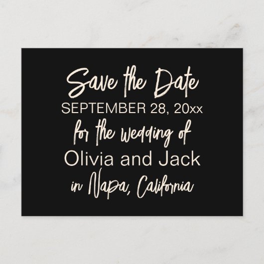 ミニマルモダンリストブラックとクリームの日付を保存 ポストカード (正面)