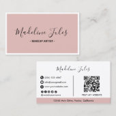 ミニマルモダンリストブラックとピンクのスクリプトビジネスC 名刺 (正面/裏面)