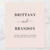 ミニマルモダンリストブラックと赤面ピンク結婚ズ ワインラベル (シングルラベル)