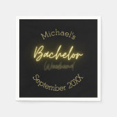 ミニマルモダンリストブラックと金ゴールドバチュラーパーティ スタンダードカクテルナプキン (正面)