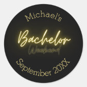 ミニマルモダンリストブラックと金ゴールドバチュラーパーティ ラウンドシール (正面)