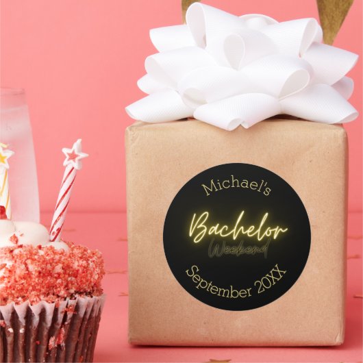 ミニマルモダンリストブラックと金ゴールドバチュラーパーティ ラウンドシール (パーティー)