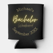 ミニマルモダンリストブラックと金ゴールドバチュラーパーティ 缶クーラー (正面)