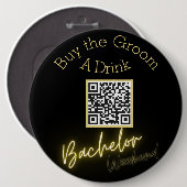 ミニマルモダンリストブラックと金ゴールド学士QRコード 缶バッジ (正面&裏面)