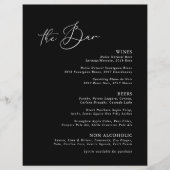 ミニマルモダンリストブラックの結婚バーメニュー (正面)