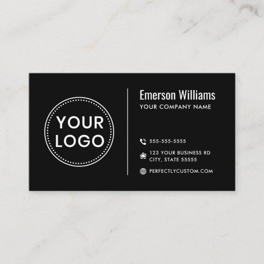 ミニマルモダンリストブラックまたは任意の色のロカスタムゴ 名刺 (正面)