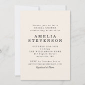 ミニマルモダンリストブラックアイボリーシックブライダルシャワー 招待状 (正面)