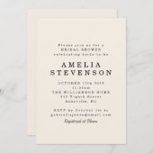 ミニマルモダンリストブラックアイボリーシックブライダルシャワー 招待状 (正面/裏面)