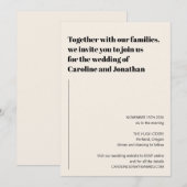 ミニマルモダンリストブラックアイボリーシンプル結婚ズ 招待状 (正面/裏面)