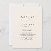 ミニマルモダンリストブラックアイボリーフルネーム結婚ズ 招待状 (正面)