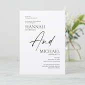 ミニマルモダンリストブラックアイボリー招待状 招待状 (スタンド正面)