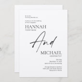 ミニマルモダンリストブラックアイボリー招待状 招待状 (正面/裏面)