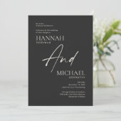 ミニマルモダンリストブラックアイボリー 招待状 (スタンド正面)