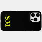 ミニマルモダンリストブラックイエローイニシャルモノグラム Case-Mate iPhoneケース (裏面 (横))